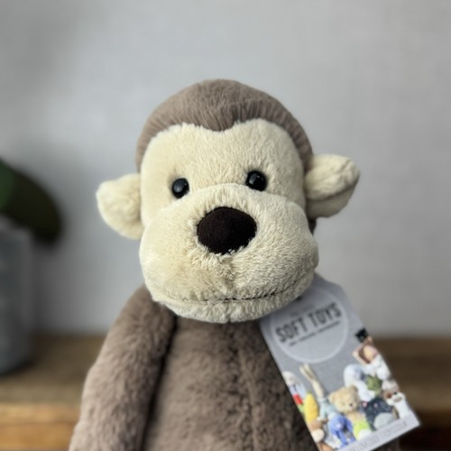 Jellycat Large Bashful Monkey - Large Brown Soft Toy Monkey Beanie Retired 16” - Picture 3 of 14