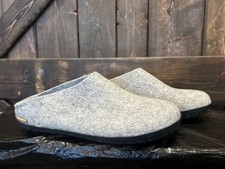 Glerups Slip Gray Wool Slipper With Black Rubber Bottom - EU Size 46