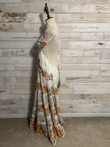 NWT Farm Rio size M embellished floral print maxi dress ties in back cotton - Bild 5 von 13