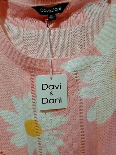 Suéter tejido ligero Davi & Dani rosa margarita para mujer talla XXL NUEVO CON ETIQUETAS venta al por menor $36 - Imagen 6 de 7
