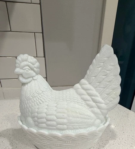 Westmoreland Milk Glass Hen on Nest Dish