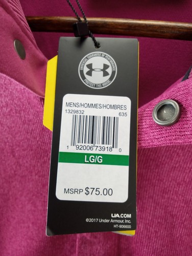 Under Armour Golf Sweater Men L Pink 1/4 Snap Mock Neck Pullover Storm Cold Gear - Picture 4 of 12