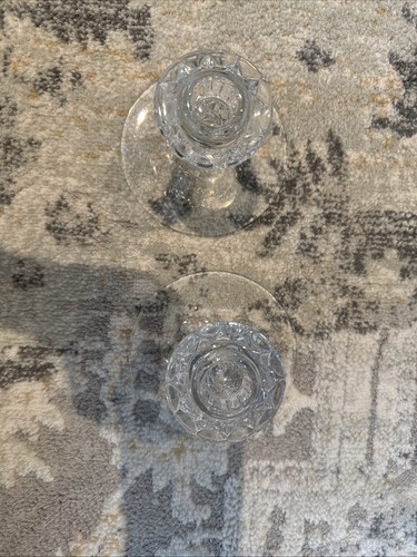 Vintage Fostoria glass Clear American Pattern Low Candlestick Match Pair 4.5 - Bild 7 von 8