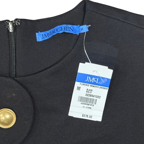 J. McLaughlin schwarz mit Goldknöpfen Florence Kleid Größe Medium neu mit Etikett $ 278 - Bild 6 von 8