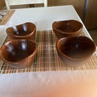 Vintage Mid-Century Dolphin Teak Wave Rim Salad Bowl – Thailand MCM Hand-Carved