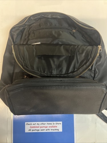 Unbranded Black Leather Backpack with Gold Zippers Excellent Condition - Picture 7 of 10