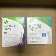 2pc Mix Lot One Touch Verio Test Strips 100 Count And Delicia Plus 100 Lancets