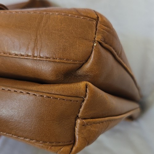 Miss Rossi Leder Schultertasche Aktentasche camel mit Nietengriffen Klappverschluss - Bild 4 von 16