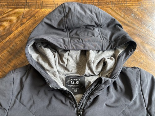 Athleta Girl Jump To It Jacket Youth Girls Large 12 Black Hooded Insulated Nice - Picture 3 of 10