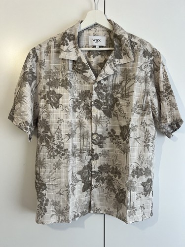 Wax London Didcot Palm Floral Shirt Khaki Size Medium New Without Tags