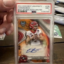 Carson Beck Bowman U Best 2024 Auto Orange Ref Psa Grade 9 College Jersey# Match