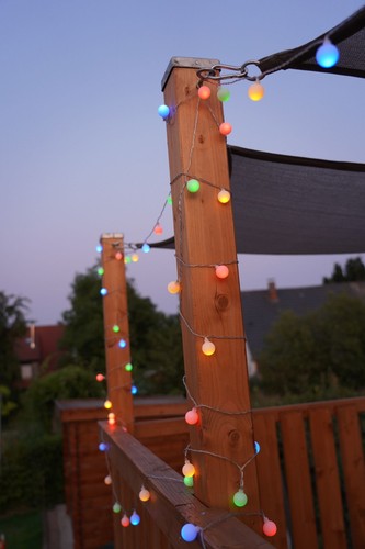 Party Lichterkette 80 LED Kugeln - bunt / 16m - Pavillon Außen Party Beleuchtung - Bild 7 von 8