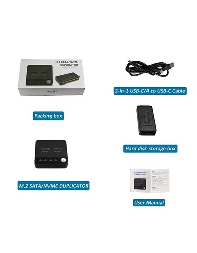Double baie portable M.2 SATA/NVME clone duplicateur outil de copie de disque hors ligne - NEUF - Photo 13/13