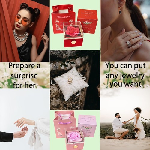 Rose Ring Box Jewelry Box Artificial Flowers Eternal Rose Box Anniversary Wed... - Bild 5 von 7