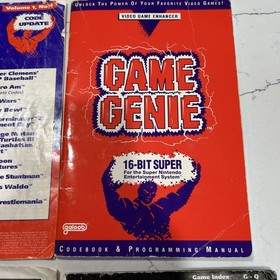 Nintendo NES Game Genie Video Game Enhancer Galoob - Gold Tested - 6 Code Books