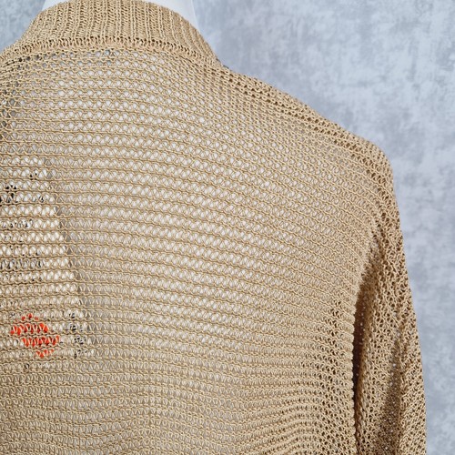 Strickjacke Rabe 42 XL Gold Neu Lochmuster Cardigan Pullover Offen Nieten - Foto 8 di 11