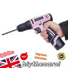 21-Piece Pink Cordless Drill Set 3/8" Keyless Chuck Fast Charger Portable UK