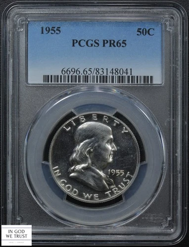 1955 Proof Franklin Silver Half Dollar 50C PCGS PR 65