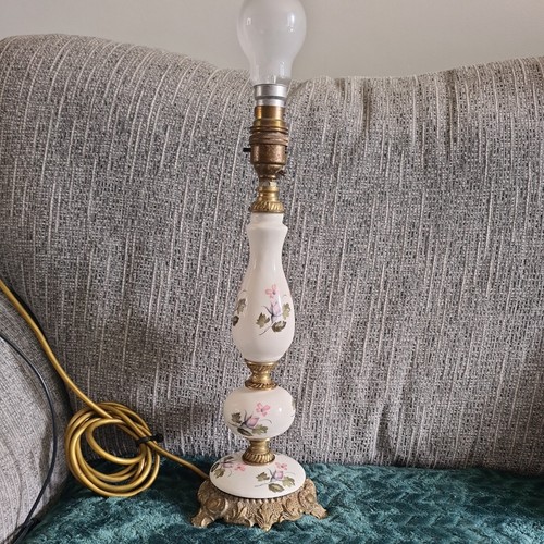 Vintage Ornate Brass & Porcelain Table Lamp