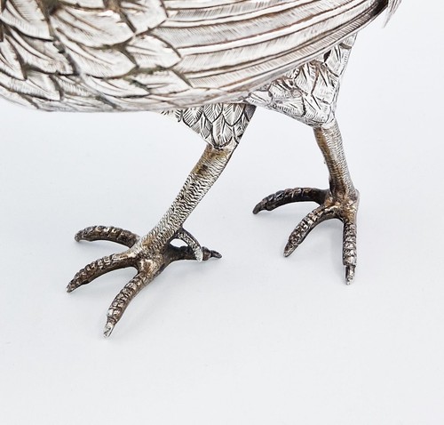 SCATOLA PORTA SPEZIE GALLO/GALLO ARGENTO MASSICCIO OLANDESE DEL XIX SECOLO - ALTEZZA 7,5 POLLICI - Foto 16 di 19