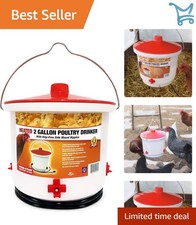 Heated Waterer Poultry Dispenser 2 Gallon Outdoor Chickens Turkeys Geese