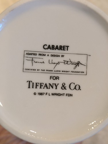 Vtg Tiffany & Co. CABARET Frank Lloyd Wright 3 ½ Coffee Drinking Mug - Picture 4 of 5