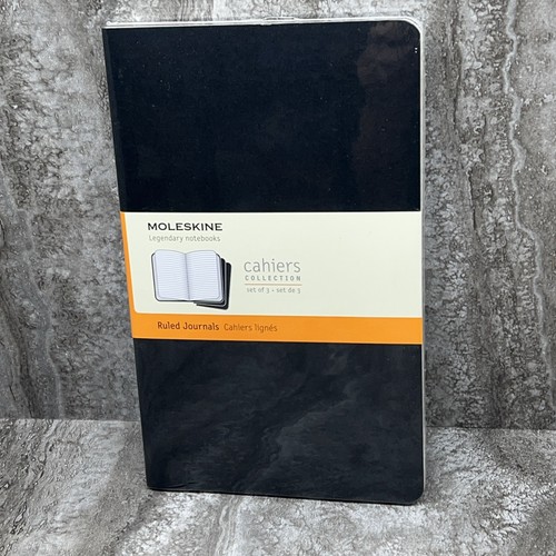 Set Of 3 Moleskine Cahiers Notebook Soft Cover 5 x 8 1/4 Black New Sealed - Picture 1 of 3