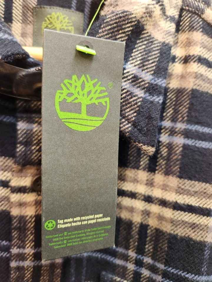 NUEVO CON ETIQUETAS Camisa Timberland a Cuadros Abotonada Para Hombre Grande Exterior Senderismo Franela Pesada Foto 3 de 4