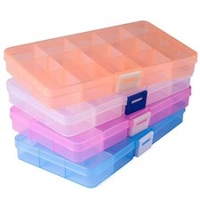 15 Girds Bead Organizer 4 Pack Earring Box SMALL Plastic Containers