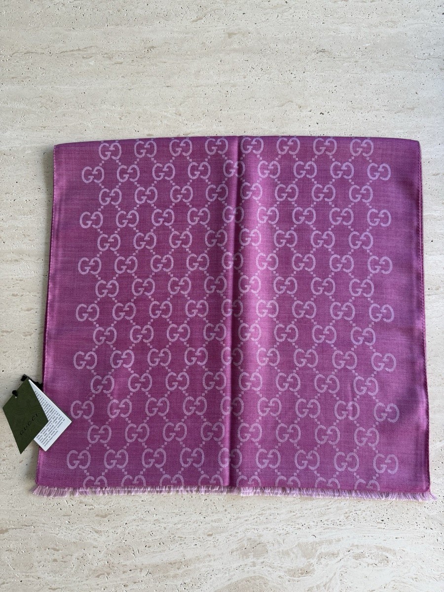 NWT GUCCI GG JACQUARD WOOL/SILK BLEND SCARF-SHAWL PINK💝 | eBay