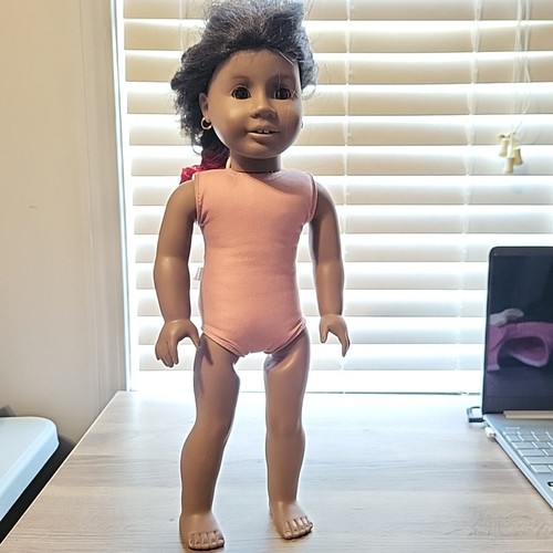 American Girl Puppe Addy Walker 18" Pleasant Co 2008 braune Augen rosa elegante Schuhe - Bild 3 von 17