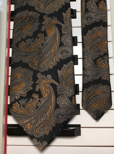 JOSEPH A. BANK - SIGNATURE / Antique Gold & Gray Grand Floral Fantasty Silk Tie - Picture 2 of 9