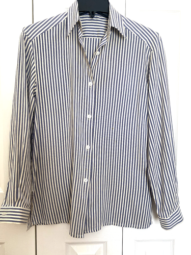 Camisa vintage Burberry para mujer a rayas de seda con botones 4/S - Imagen 7 de 7