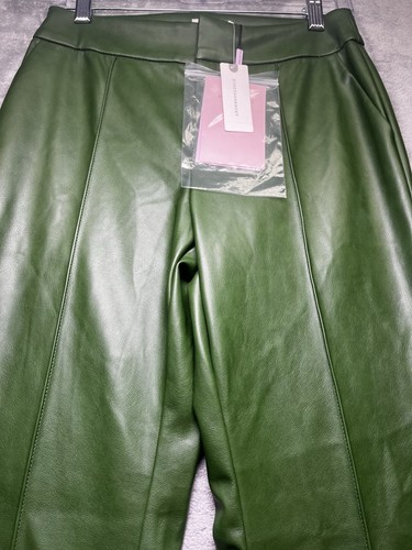 Anthropologie Avec Les Filles Faux Leather Kelly Green Flare Pants Size 2 NWT - Picture 8 of 14