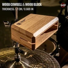 Beatello 6.9'' Hand Make Wood Cowbell Wooden Block Percussion Rhythm Instrument