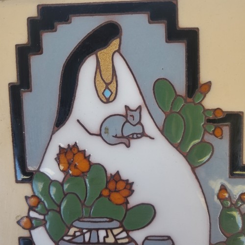 Southwestern Gale Tu-Oti Vintage Collection 6x6 Art Tile Saguaro Cactus Cat 1990 - Picture 6 of 9