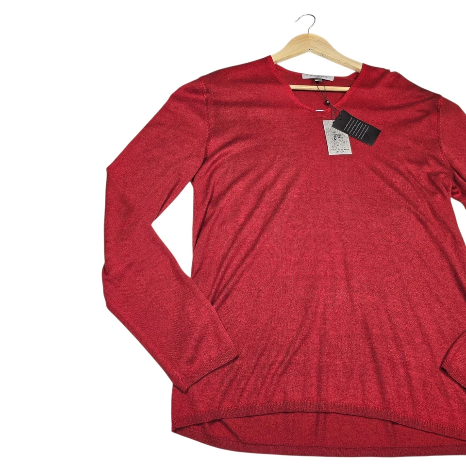 John Varvatos “Artisan” Ultra Luxury Sweater -Silk Cashmere- -Tomato- NWT $398 - Image 2 of 4