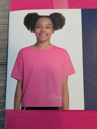 Champion Girl's Everyday Tee Size 7/8 Boxy Fit With Pocket Camellia Rose NWT - Picture 2 of 4