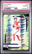 2024 Panini Prizm - Rookies Bo Nix #309 Neon Green Pulsar Prizm (RC) PSA 10