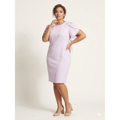 NEW Calvin Klein Pink Flutter Sleeve Sheath Dress Plus Sz 20W Career Office NWT