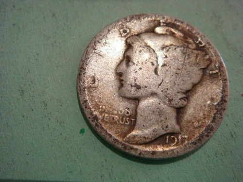 1917 P  Mercury Dime - worn edges album filler , actual coin in photo