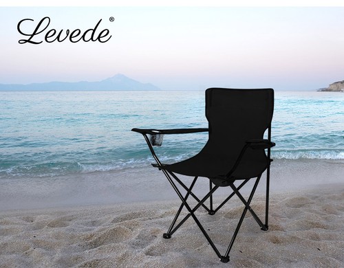 Levede Camping Chairs Folding Arm Foldable Portable Outdoor Beach Fishing Picnic - Picture 10 of 11