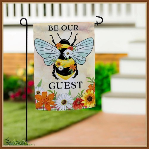 EVERGREEN GARDEN FLAG * BEE SUMMER * EMBELLISHED BURLAP - BRAND NEW - Picture 3 of 9