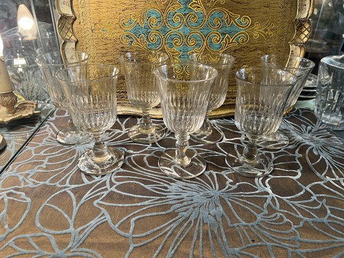 SUPERBE SERIE DE 7 VERRE A VIN BISTROT ANCIEN XIX EME S / VERRERIE ANCIENNE - Foto 2 di 8