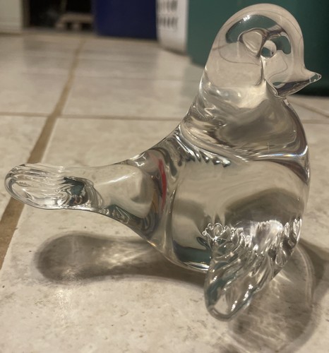 Clear Glass Crystal ? Dove Bird Wings Out And Down 4.5" L x 3.75" T Paperweight - Picture 3 of 10