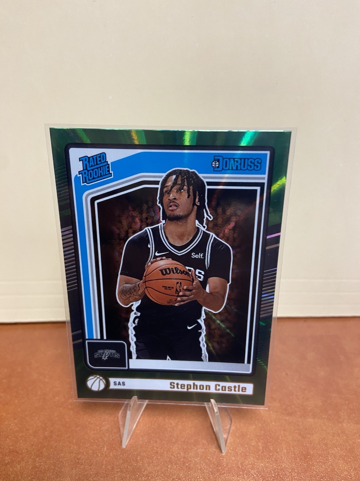 2024-25 Donruss RC Green Laser #244 Stephon Castle Spurs ROY