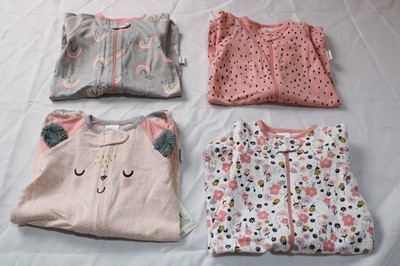 Gerber Baby Girl 4-Pack Sleep 'n Play Footed Pajamas AC2 Bear Pink Newborn NWT 