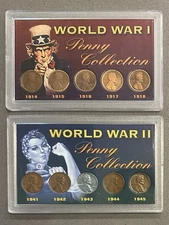World War I & World War II Penny Collections in Collectible Cases