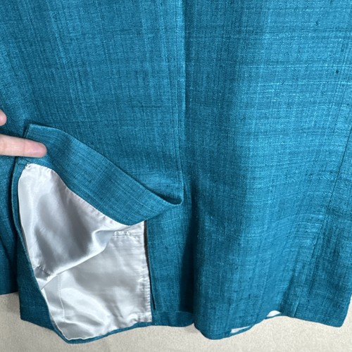 Vintage Countess Mara Herren 42R Seide/Leinen Gefühl Aquamarin Grün Blau Auster BTN - Bild 5 von 14