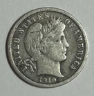 1910 P Barber Dime 90% Silver US Coin 10c  XF